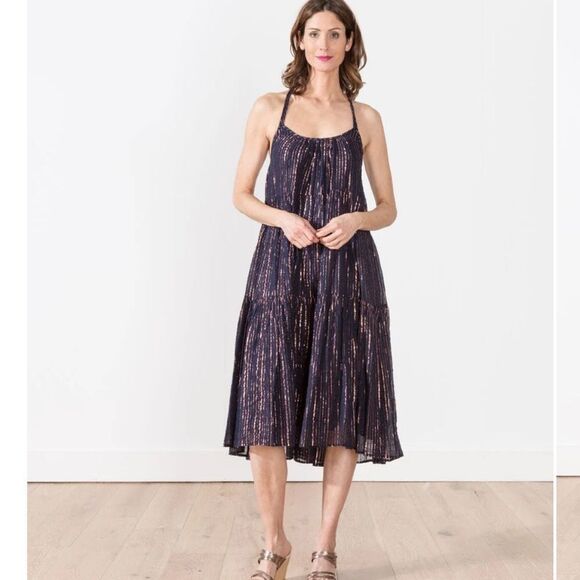 Ulla Johnson Samara dress midnight navy bronze 4 boho lined - Picture 2 of 9